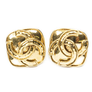 Chanel CC Diamond-Shaped Clip On Earrings